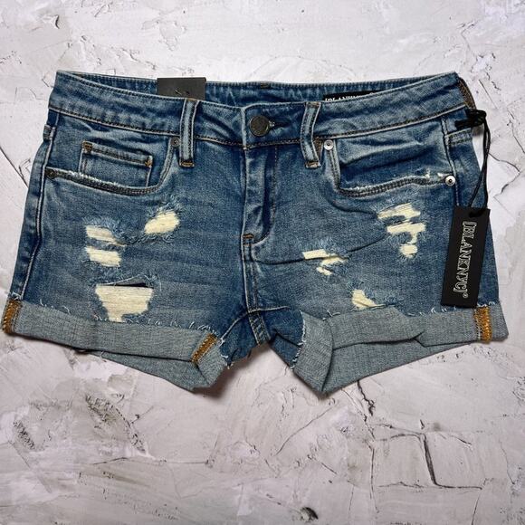 NWT Blank NYC Fulton Roll Up Jean Short SIZE 26 WEF Blue Distressed Denim NEW - Picture 1 of 11